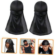 2pcs Long Tail Durlag Turban for Men Women Silk Pirate Bandana Scarf Breathable Comfortable Elastic Headwear