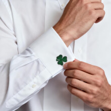Cufflink and Tie Clip Set for Men Stylish Clover Cufflinks Irish Tie Clip for Wedding Business Shirts Accessories
