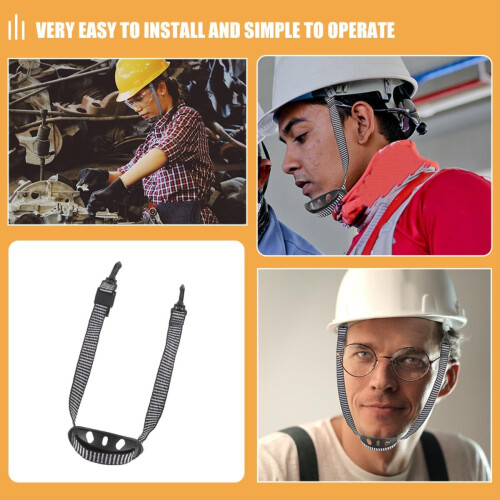 2pcs Helmet Adjustable Chin Strap Wear-Resistant Hard Hat Strap Polyester Lining Black