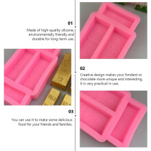 2-teiliges Silikon-Schokoladenform-Set mit 4 verbundenen Goldriegelformen, rosa Backform