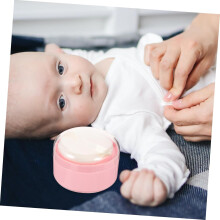 2 pezzi Contenitore piccolo e portatile per talco per neonati, dispenser per cipria rosa per viaggi e uso domestico