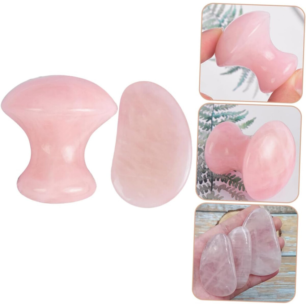 Hkhbjs 2Pcs Pink Rose Quartz Jade Scraping Boards Facial Gua Sha Massage Tools