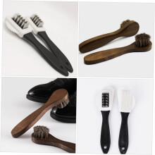 Kit di 2 spazzole per lucidare le scarpe, pulizia e lucidatura efficace con manico in legno e setole.