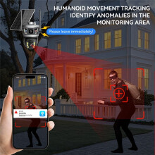 6MP V380Pro Dual Lens Solar Power 4G IP Dome Camera Full Color AI Humanoid Detection Home Security CCTV Baby Monitor