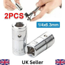 2Pcs/Set 1/4 square hole to 1/4" 6.3mm Hex Screwdriver Bit Adapter Holder Socket