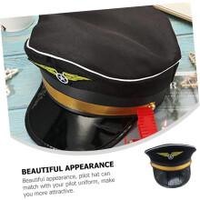 2 pcs Adjustable Decorative Pilot Hat for Classic Black Costume Accessory
