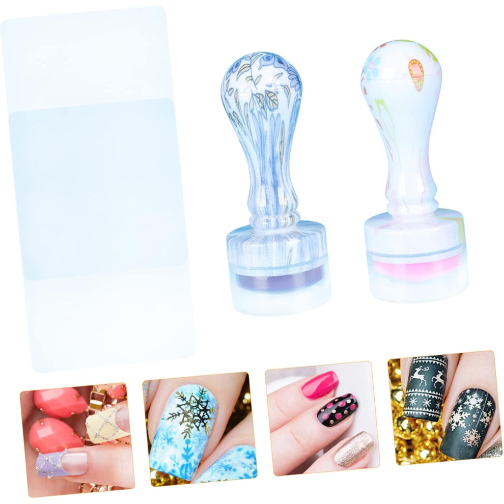 Hkhbjs 2Sets Nail Art Stamping Tool Kit Gel Nails Charms Stamping Plates Diy Manicure Tool For Home Salon