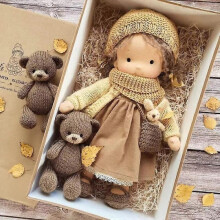 (stay 03) Handmade Waldorf Doll, Handmade Knitted Doll Handmade Plush Doll, Christmas Waldorf Doll, Christmas Birthday Gift Girls