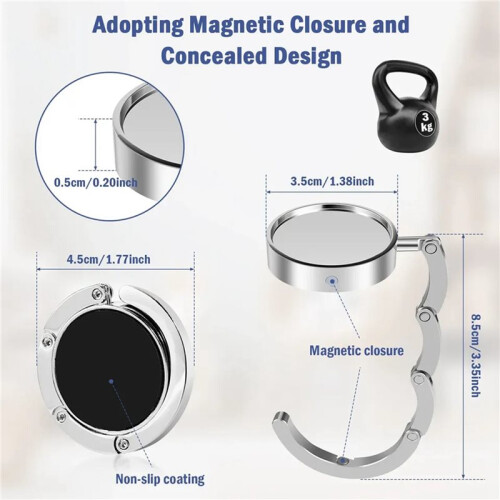8Pcs Portable Folding Bag Hanger, Practical Folding Bag Hook,Alloy Handbag Table Hook, Multipurpose Purse Key Holder