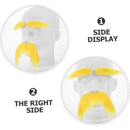 2sets Simulation Fake Mustache and Eyebrows Costume Kit for Men Realistic Beard Decorations 2