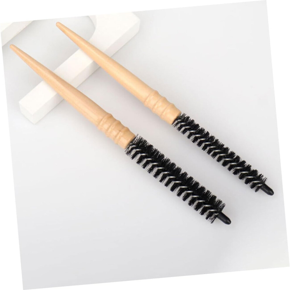 Hkhbjs Hair Curling Comb Scalp Massage Nylon Bristle Wooden Handle 2Pcs Anti-Static Small Wooden Hair Brush
