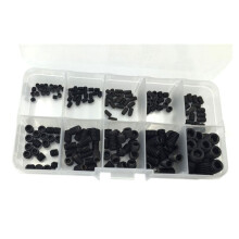 200PCS M3 M4 M5 M6 M8 Hex Socket Hex Grub Screw Set Assortment Kit(Black Alloy Steel)
