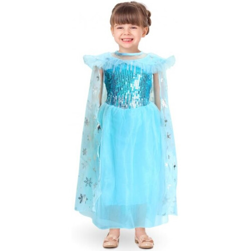 Prinsesse Blå Dame Kostume 95/110cm