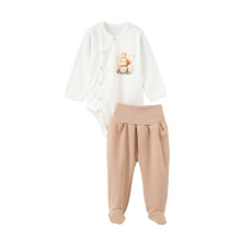 Baby bodysuit + natdragt sæt - Egern Ecru 62
