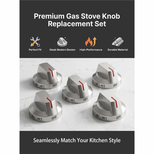5pcs DG94-03500AA DG94-03500AU Gas Stove Knobs Replacements,Gas Range Control Knob Replacement for 2