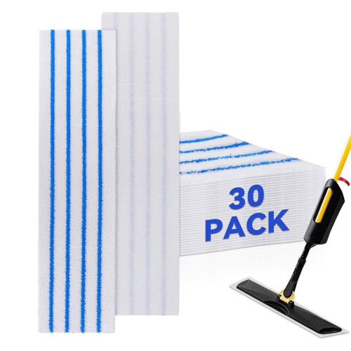 30 Pack Replacement Disposable Microfiber Pad for  Quick Connect Mop System, Wet & Dry Cleaning Refills 1