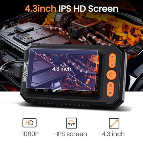 Endoscópio Industrial Tela IPS de 4,3 Polegadas HD1080P, Cabo Semi-Rígido de 10m Câmera Borescope de 8mm com 8LED, À Prova D'Água 2