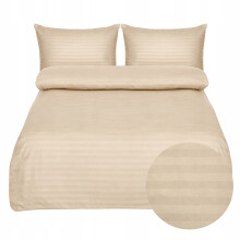 Sengesæt stribet - beige Dynebetræk 160x200cm Pudebetræk 2 stk 70x80cm