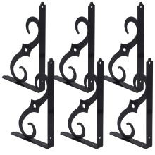 6St Elegant Zwarte Ijzeren Wandplank Steunen Voor