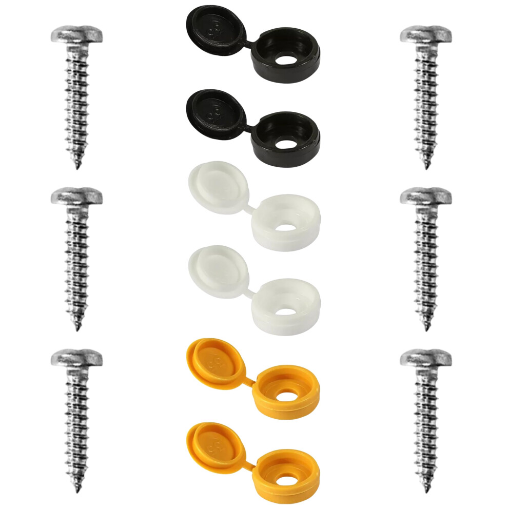 12Â¯Pc Number Plate Screws & Caps Â Universal Car License Plate Fixing Kit ( Black 5008690026107