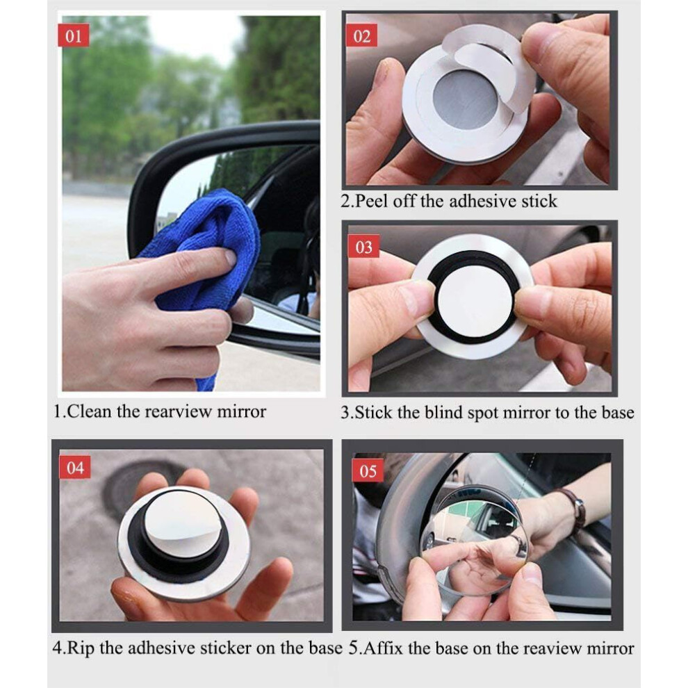 Spurtar Blind Spot Mirrors For Cars, 2 Pack Round Frameless Blind Spot Adhesive 5000561100725