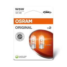 OSRAM ORIGINAL LINE 12V, W5W, signal lamp, Glass Wedge Base, Double Blister (2 l
