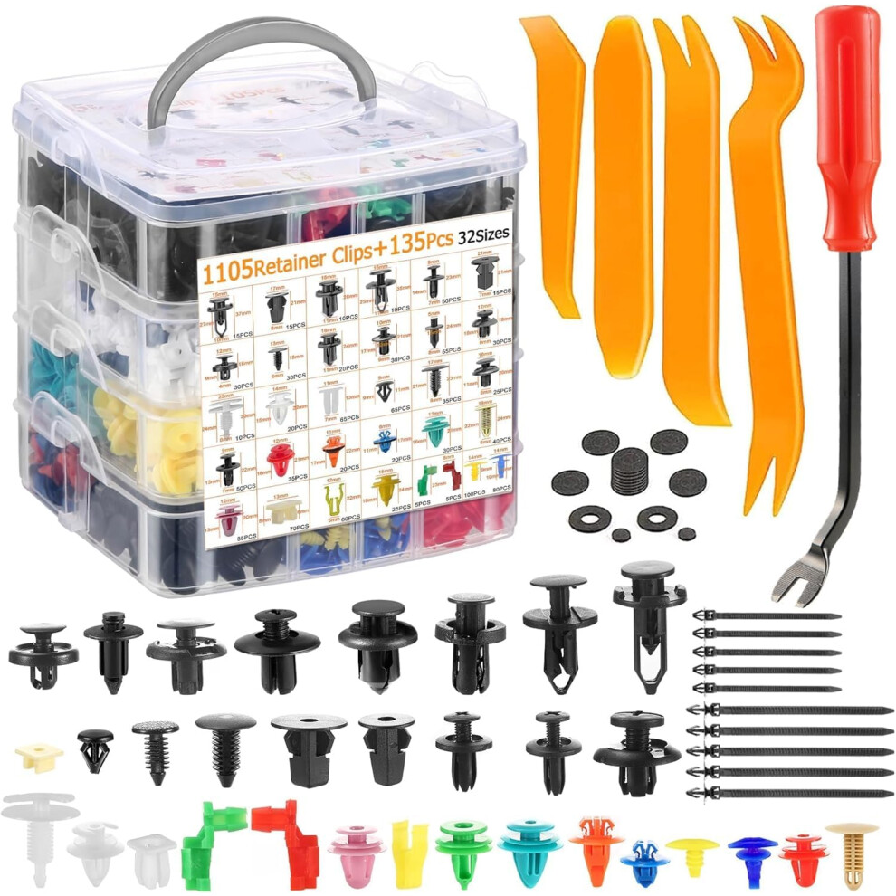 Einesin Car Push Retainer Clips & Auto Fasteners Assortment, Plastic Push Pin Ri 5005616739868