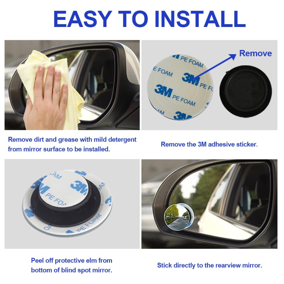Ram Adjustable Blind Spot Mirrors For Car Van Suv Trucks Round Frameless Rotati 5005739264315