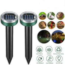(4 pack) Solar Power Animal Repeller Ultrasonic Mole Pest Cat Mice Rodent Outdoor