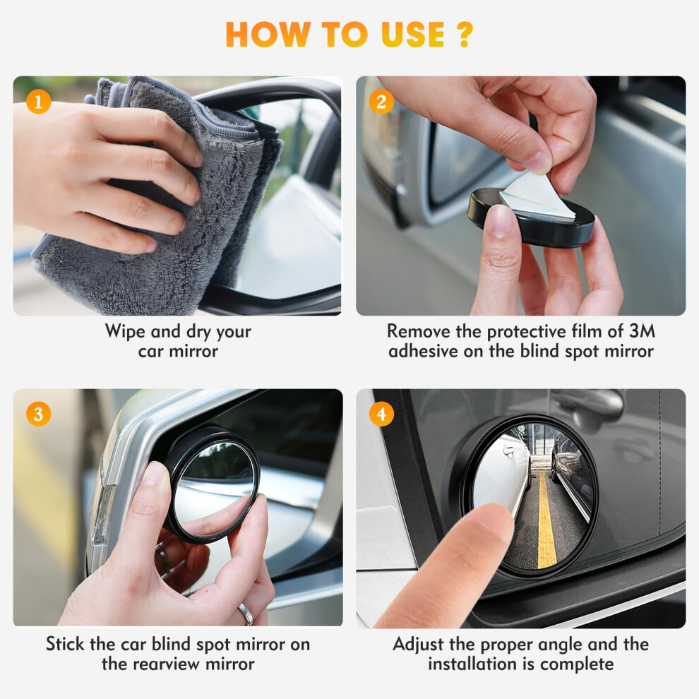 2Pcs Blind Spot Mirrors For Cars Round 360 Rotate Convex Blindspot Mirrors For 5006650157441