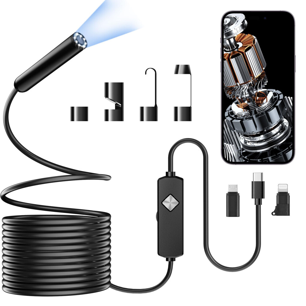 Papiblu Endoscope Inspection Camera, Semi-Rigid Snake Cable Endoscope, 1920P Hd 5002777496159