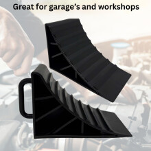 HowseHold Wheel Chocks With Handles Set of 2 Tyre Saver Brake Stoppers Ridged We