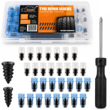 Xtremeauto Tyre Repair Screws Kit – Emergency Tubeless Tyre Puncture Repair Kit with Repair Screws, Screwdriver & Storage Case for Cars, Vans, Motor