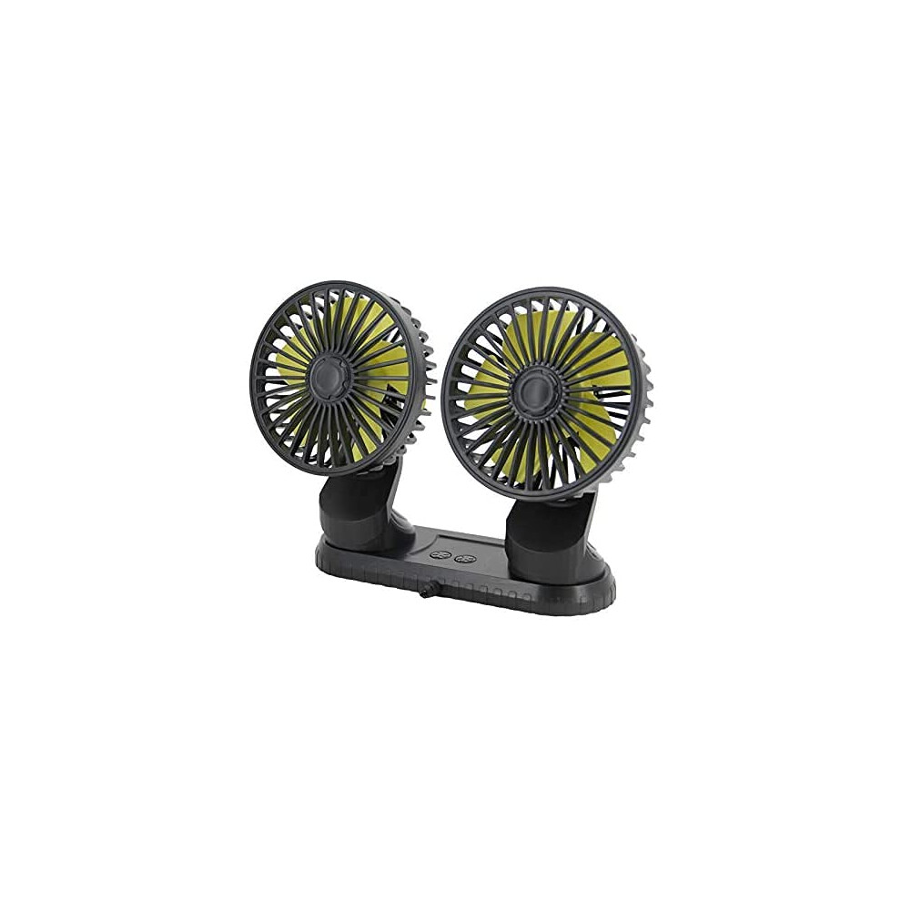 Queta Dual-Head Car Fan 5V Auto Cooling Fan Vehicle Mounted Fan 3 Speed 360 Degree Rotatable Dual Head Air Circulator For Car Dashboard Home Office, 5001414798557