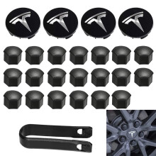 Aero Wheel Cap Kit,Wheel Lug Nut Covers Model 3 Wheel Cap kit with Tesla Logo Hu