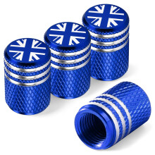 4 Pack Union Jack Metal Alloy Tyre Valve Caps, Corrosion Resistant (Blue)
