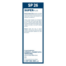Bosch SuperPlus SP26 - Front Windscreen Wiper - Replacement Blade, Comes with Pr