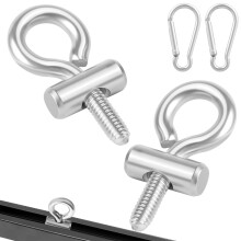 Adiwo 2 PCS Awning Rail Stoppers, 6 mm Stainless Steel Piping Stopper with 2 Carabiners, Multi-Function Awning Rails Hooks Lifting Eye Nut Ring M6 Bl