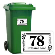 EDSG Pack of 4 Personalised Wheelie Bin Stickers, Custom Wheelie Bin Stickers, 150 x 100 MM Customised Number Stickers for Wheelie Bins, Waterproof N
