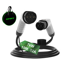 RTSKY Type 2 EV Charging Cable, 32A / 230V / 7KW / 1 Phase / 10 Meter, Type 2 to Type 2 Long Reach Fast Charging Cable for Electric Vehicles and Plug