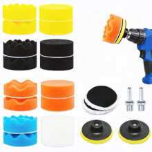 22 Pcs 3 Inch Car Drill Polishing Pads, Buffing Pads for Drill with M10 Adapter, Car Polishing Kit Sponge Wool Buffer Attachment for Auto Sanding, Wax