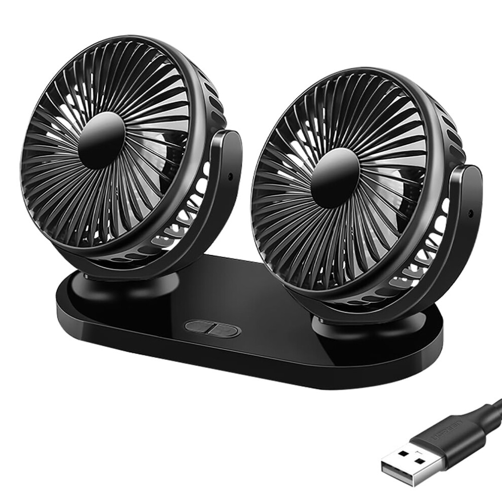 Kuwung Usb Car Fan Double Head, 360 Rotatable Usb Auto Fans With 3 Speeds, Port 5006117574736