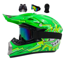 Youth Motocross Offroad Street Dirt Bike Helmet For Kids 7-14, Motorcycle Full Face Mountain BMX MX ATV, With Adjustable Sun Visor, Includes Gloves Go