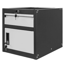 Mega-M työkalukaappi työpöytiin 1 laatikko + 1 kaappi ovilla L-37 cm x S-48,6 cm x K-50 cm järjestelmä 01 grafiitti/harmaa etuosa N