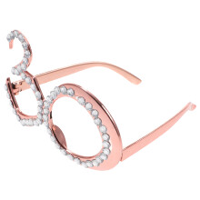 1Lichtgewicht Feestbril Met Rhinestone in Roze Goud