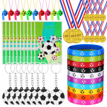 1Set Kleurrijke Voetbal Party Supplies Met Sleutelhangers En Medailles