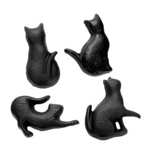 4St Zwarte Retro Gietijzeren Meubelknoppen Kat Voor Lade En