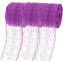 3Rollen Paarse Ruffled Kantlint Voor Kleding En Creatieve Handwerken