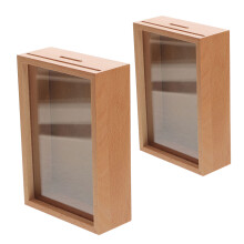 2St Decoratieve Spaarpot Hout Met Foto Frame En Muntopslag