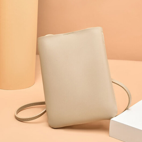 Beige PU Crossbody Mini Telefoonportemonnee Dames 2